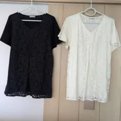 スポーティフ　レース切替 半袖カットソー 2枚セット　サイズ4（L）のサムネイル