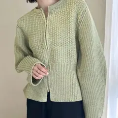 【最安値】mystic メランジペプラムカーディガン グリーン