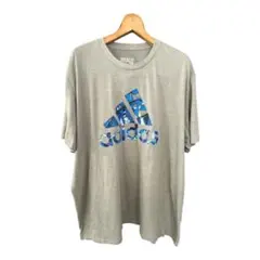 【希少3XL】アディダス センターロゴ Tシャツ グレー ビッグシルエット