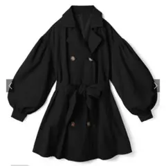 リボンベルト付きボリュームスリーブショート丈トレンチコート[k8939a]