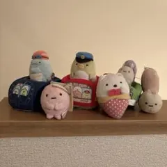 すみっコぐらし　てのりぬいぐるみ 電車　パイロット　にせつむり　ぺんぎん？