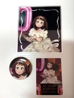 僕のヒーローアカデミア 10周年 麗日お茶子 色紙 缶バッジ 特典 3点セット