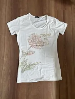 【サマーセール】新品 COMME CA ISM トップス白 花柄Tシャツ Mのサムネイル