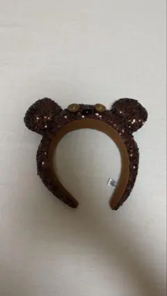 クマ耳カチューシャ ブラウン スパンコール