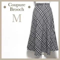 クチュールブローチ 千鳥格子柄 フレアスカート ロングスカート ミディスカート