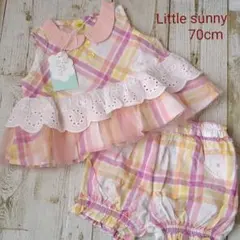 リトルサニー セットアップ ノースリーブ ショートパンツ チェック 70cm