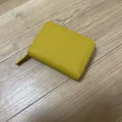 本革　イエロー レザー 二つ折り財布　コンパクトウォレット