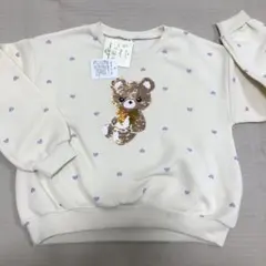 120cm 裏起毛女の子リバーシブルスパンコールトレーナー　新品