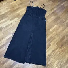 ZARA デニムブラック キャミロングワンピース Mサイズ