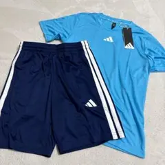 新品adidasキッズ半袖Tシャツ&ハーフパンツセットアップ150cm