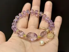 アメトリン アメジスト ボタンカット デザインブレスレット