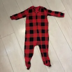 baby GAP 赤黒チェックロンパース 9-12ヶ月