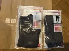 90cm ヒートテック 長袖 タイツ Uネック2枚セット UNIQLO グレー
