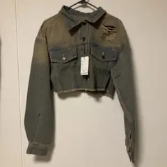 GRL ダメージカットオフクロップド丈デニムジャケット　最終値下げ