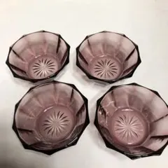 激レア★昭和レトロ 紫色のガラスの器4個セット