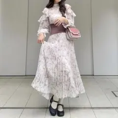 SNIDEL ウエストリブフレアスリーブプリーツワンピース 2WAY Mサイズ