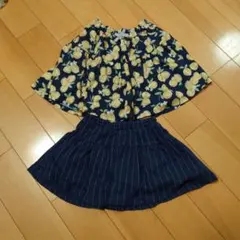 花柄フレアスカートとストライプスカート 2枚セット・サイズ110