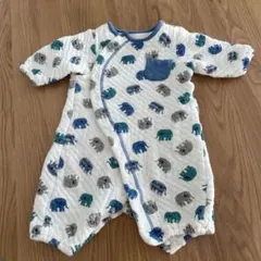 象と車のプリントロンパース 50-70cm