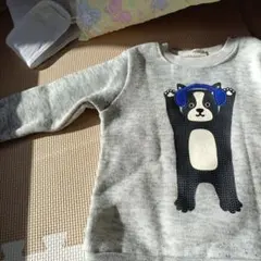 クマのイラスト 長袖トレーナー グレー