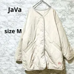 【新品】アイボリー キルティングコート M ノーカラー 中綿コート 軽量 春秋冬