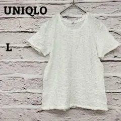 ユニクロ 【L】 シャーリング半袖Tシャツ クルーネック ストレッチコットン
