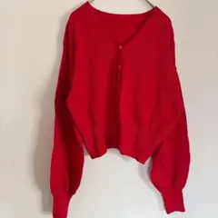 RAMIRAL 【38】赤 Vネック カーディガン レッド　ゴールドボタン