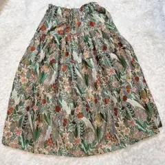 アンティークロングスカート 花柄総刺繍 ボタニカルマルチカラー ゴム ジャガードのサムネイル