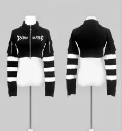 ディムモアール ZIP UPクロップトップス ストライプ - メルカリ