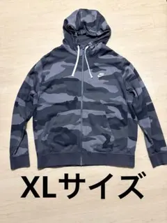 美品☆NIKE ロゴ 刺繍 フルジップカモフラ 迷彩 スウェットパーカーXL