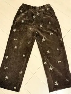 FREAK'S STORE ベロアライクフラットコーデュロイ小花柄イージーパンツ