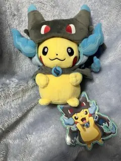 ポケモンセンターオリジナル メガリザードンX ポンチョ ピカチュウ ぬいぐるみ