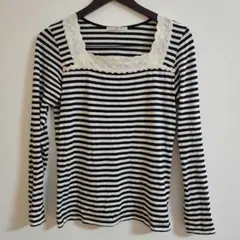 earthmusic&ecology ボーダー 長袖Tシャツ L