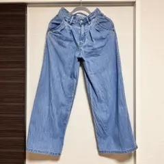 ライトブルー ワイドレッグデニムパンツ