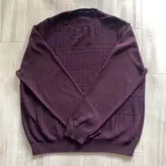 90s デザインニット パープル 紫 XL オーバーサイズ 古着 レディース
