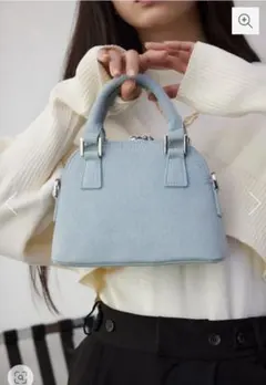 デニムミニダブルジッパーバッグ