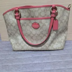 美品！！COACH トートバッグ ベージュ/ピンク