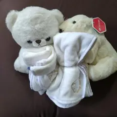 いっしょにお昼寝くまさん　シロクマさん　冷感ブランケット付　２体セット