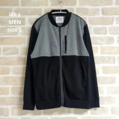 ikka　イッカ　メンズ　ジップアップブルゾン　ジャケット　ネイビー×グレー　L