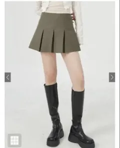 インパン裏地付きボックスプリーツミニスカート[gm689