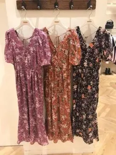 SNIDEL スナイデル　テキスタイルフラワーＩライン　ワンピース