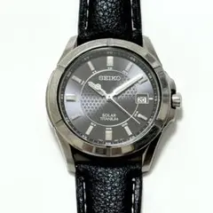 メンズ チタン ソーラー 腕時計 黒 セイコー SEIKO