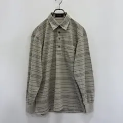 ジャンニバレンチノ 長袖 ポロシャツ UVカット 麻入 Mサイズ 春夏兼用