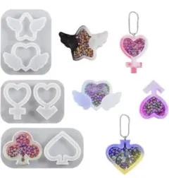 型抜きシリコンモールド6形３個レジン型キーホルダー ペンダントシリコン型DIY