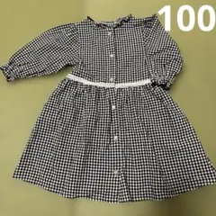 アプレレクール　ワンピース　長袖　ギンガムチェック100cm