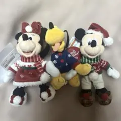 値下げ　ディズニー　クリスマス　ミッキー　ミニー　プルート　ぬいぐるみバッジ