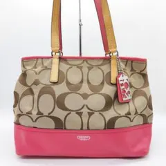 良品　コーチ　COACH トートバッグ　シグネチャーキャンバス　肩掛け可能
