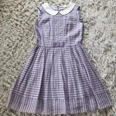 ルルゲッタ　˚✧₊★ シアー　ストライプ　丸襟ワンピース　ラベンダー