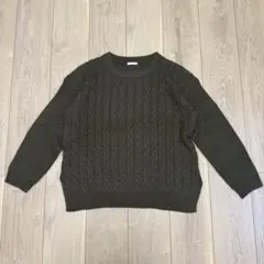 GU ジーユー ケーブルニット セーター XL ダークグリーン カーキ