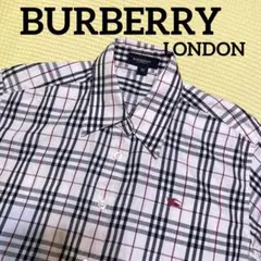 バーバリーロンドン　ノバチェックシャツ　ロゴマーク刺繍　半袖　ピンク　サイズM