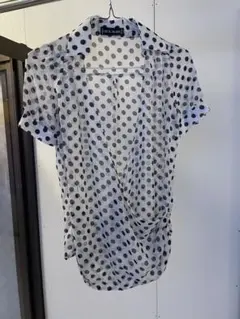 水玉模様 半袖シースルーシャツ